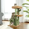 Rascadores DIY Cactus Cat Tree Houses Hummock poste rascador completamente envuelto torre de escalada de madera para gato saltando juguete protector de muebles para mascotas