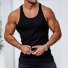 Erkek tank üstleri yaz örme dikey şerit fitness sporları en iyi racerback kolsuz moda veat gömlekleri 230426