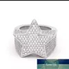 Kwaliteit hiphop volledige diamant micro ingelegde zirkoon pentagram ring Europese en Amerikaanse herenaccessoires