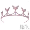 Hair Clips Butterfly Bride Zircon Alloy Crown Headwear Korean Simple Wedding Party Wholesale