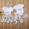 Famille correspondant tenues Citgeett été enfant en bas âge enfants bébés filles petite grande soeur Floral barboteuse TshirtPants tenue ensemble correspondant vêtements ensemble 230427