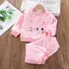 Set di abbigliamento 2 pezzi Set per neonato Infantile Autunno e inverno Pantaloni a maniche lunghe ricamati in cartone animato spazzolato Caldi R231127