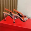 Zapatos de vestir dama retro letra metálica tacones altos moda punta puntiaguda slingbacks gatito tacón sandalias lujo mujer fiesta elegante zapato de boda