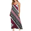 Casual Dresses 2023 Senaste sommarmode Kvinnors V-hals Slip Maxi Loose Sexig Spaghetti Strap Sundress Polynesian Tribal Clothing Print