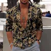 T-shirt da uomo Abito con colletto Camicia da uomo con bottoni floreali hawaiani da uomo