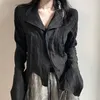 Bluzki damskie gotyckie kobiety czarne koszule koreańskie ciemne akademickie kobiety zaprojektowane nieregularne bluzka wiosenna moda streetwear y2K
