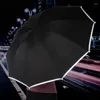 Umbrellas Auto Open Close Light-emitting LED 리버스 우산과 반사 스트립 3 배 태양비 비즈니스 라이트