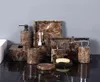 Имперадор темный натуральный мраморная ванная комната глубоко коричневая роскошная держатель зубной щетки для мыла набор для мыла набор для ванной комнаты H220418249M9592820