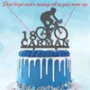 Other Event Party Supplies Personalized Bicycle Racer Cake Topper Custom Name Age Man Road Cycling Silhouette For Cyclist Birthday Party Decoration Topper 231127