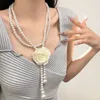 Ceintures femmes chaîne de taille avec fleur de camélia perle femme ceinture accrocheur corps Long collier dame bijoux