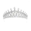 Grampos de cabelo clássico cz zircônia cúbica balançar pérola casamento nupcial tiara diadem coroa feminino festa jóias acessórios ch10090