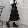 Dresses YBYR Harajuku Cargo Skirts Cotton Woman 2021 Loose Aline Pocket Midi Long Black Skirt Shirt with Tie twopiece Set Streetwear