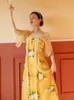 カジュアルドレスhanfu夏の女性中国語スタイル穏やかで美しいプリントパーティー2023ルーズエレガントなシックドレスヴェスティドスローブフェム