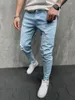 Calça masculina de fechamento casual do tipo de zíper masculino, decoração de lápis, esportes de tecido