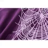 Мужские толстовины толстовины Spder Purple Flash Letter Spider Web Printed Cotton's Men's и Women's Hoodie