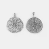 Hänghalsband 2st tibetansk silver hamrade stora runda snidade blommor för DIY -halsbandsmycken tillverkningar 62x65mm