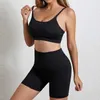 Yoga -outfit 2 -delige naadloze geribbelde yoga set workout -outfits voor dameshigh taille leggings met sportbra -oefeningen set Active Wear Women P230504