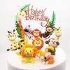 Other Event Party Supplies 8pcs/set Safari Animals Cake Topper Decoration Toys Happy Birthday Cake Topper Woodland Jungle Safari Birthday Decoration Kids 231127