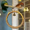 لوازم الطيور الأخرى الببغاء أرجوحة لعبة الخيزران حلقة حبل مضغ ألعاب مع جرس للببغاوات الببتودي ببناء كوكاتييل كونور