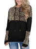 Felpe con cappuccio da donna Pullover con toppa leopardata a maniche lunghe da donna Felpa con cappuccio allentata con cappuccio Felpa con cappuccio da donna Moda casual