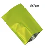 5x7 cm 200pcsLot au détail vert ouvert dessus thermoscellé Mylar sac avec encoche petites pochettes sous vide en papier d'aluminium pour échantillons de sacs en aluminium 9810844