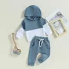 Kläderuppsättningar Småbarn Spädbarnspojkar Kläder Set Tracksuit Winter Fall Casual Long Sleeve Contrast Color Hoodie Tops Pants Clothes for Children R231127