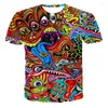 T-shirts pour hommes été chemise décontractée hommes chemise abstraite impression fleur colorée T-shirts 3d drôle Harajuku Anime vêtements