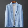 남자 양복 블레이저 블레이저 재킷 스프링 여름 여름 솔리드 슬림 캐주얼 사업 얇은 통기성 흰색 면화 린넨 슈트 코트 남성 230426