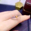 Cluster Rings 925 Pure Silver Chinese Style Natural Yellow Sapphire Women's Luxury Fashion Fresh Adjustable Gem Ring Fine Jewelry Support