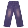 Jeans da uomo uomini viola uomini casual coreano streetwear moda hip hop hop pantaloni in jeans vintage uomo donne pantaloni a gamba lunghi dritti 230426