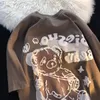Womens TShirt Bear shir female American rero oversize coon shor sleeved ins ide caroon graffii fa op shirs for women harajuku 230426