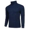 Pulls pour hommes 2023 Marque Solide Blanc Pull à col roulé pour hommes Slim Chaud Haute Revers Jacquard Mâle Pulls Britanniques