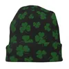 Berets Shamrock Leaf Green Bonnet Hats Knitted Hat Fashion Outdoor Skullies Beanies Men's Women's Spring Thermal Elastic Caps