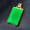 Collane con ciondolo Charme naturale fatto a mano S925 argento intarsiato piatto quadrato smeraldo 20x30m alta collana di giada