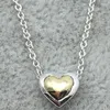 Hängen 925 Sterling Silver Two Tone Kupoled Golden Heart Collier Halsband Fit Fashion Original Bead Charm Armband DIY SMYELLT