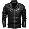 Mens Jackets Winter Black PU Leather Jacket Men Fleece Warm Motorcycle Slim Street Fashion BLack Biker Coat Pleated Design Zipper 231127