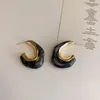 Boucles d'oreilles créoles Huggie français Vintage résine irrégulière géométrique boucles d'oreilles pour femmes texturé ouvert métal perle bijoux Pendientes
