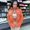 Giacca da donna Rosa Parka Plus Size Teddy Cropped Zipper imbottito Piumino invernale Arancione Moda spesso caldo Harajuku Bubble Coat 231127
