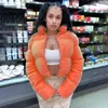 Women s Jacket Pink Parka Plus Size Teddy Cropped Zipper Padded Puffer Jacket Winter Orange Fashion Thick Warm Harajuku Bubble Coat 231127