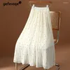 Spódnice Kobiety Polka Dot Print Elegancki plisowany tiul a-line 2023 Summer Korean Fashion Fashel Elastic High Taist Midi Scirdas Faldas