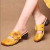 Slippers Rushiman Summer Women أحذية جلدية حقيقية مصنوعة يدويًا صندل باوتو مسطح الحجم 35-40