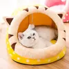 Mats Warm Cat Bed Cute Cat House Foldable Kitten Cushion Winter Pet Enclosed Sleep Tent Soft Cat Nest Cave Washable Dog Basket Mat