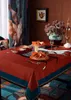 Lyxig europeisk stil rund/fyrkantig duk med tofs broderat bordsskydd för bröllopsdekor julhem bordduk