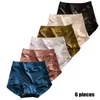 Kvinnors trosor 6PC: s underkläder Ice Silk Light Breattable Spets Briefs Sexig Tyg Hip Lift Soft Silky 231127