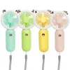 Handheld Mini Fan USB Rechargeable Cooling Fans Cute Portable Night Light Summer Small Pocket Fan Cartoon Mute Fans