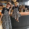 Familie matching outfits familie moeder en dochter korte mouwen nep tweedelig bloemenjurk kleding familie kleding familie matching outfits jurk 230427