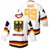 Maglia PERSONALIZZATA da hockey su ghiaccio Team Germany Deutschland ricamo da uomo cucito bianco nero qualsiasi numero e nome maglie
