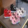 Sneakers full -size kinderen gloeiende sneakers kind prinses boog voor meisjes led schoenen schattige baby sneakers met lichte schoenen krasovki lichtgevend 230427