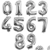 Balloon 32Inch Number Foil Balloons Digit 09 Balls For Wedding Birthday Party Decorations Kids Adt Balon Anniversary Supplies Drop D Dh6Og