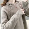 Swetry damskie Lucyever Nowe paski z kapturem Streetwear Women 2022 Spring Fashion Warm Skoczkowie Kobieta z długim rękawem WSZYSTKIE SWEATERY ZLN231127